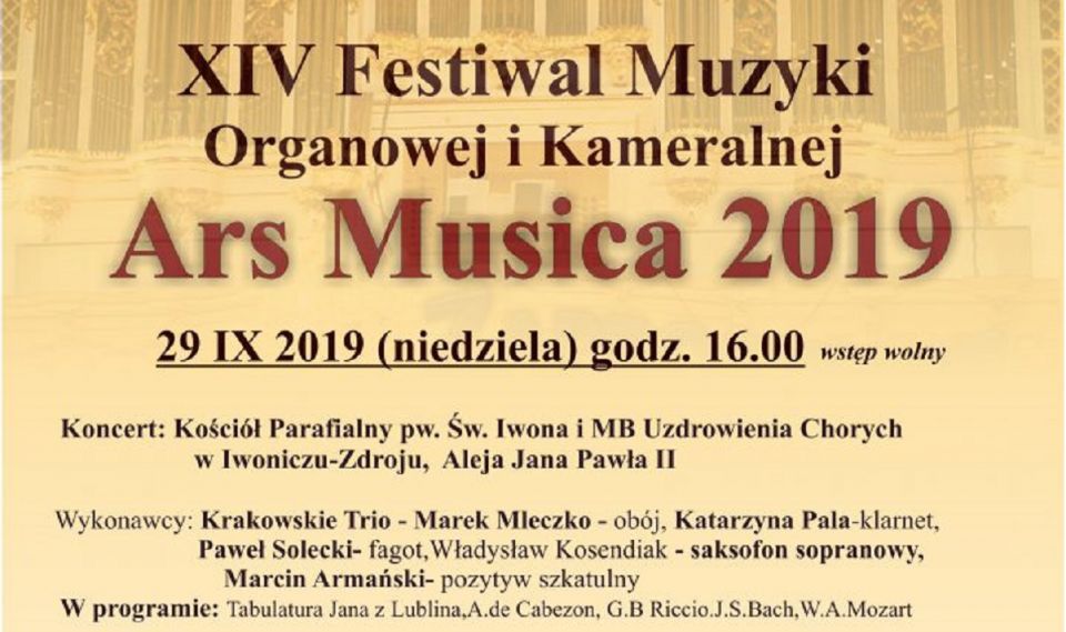 XIV Festiwal Muzyki Organowej i Kameralnej &quot;Ars Musica&quot;